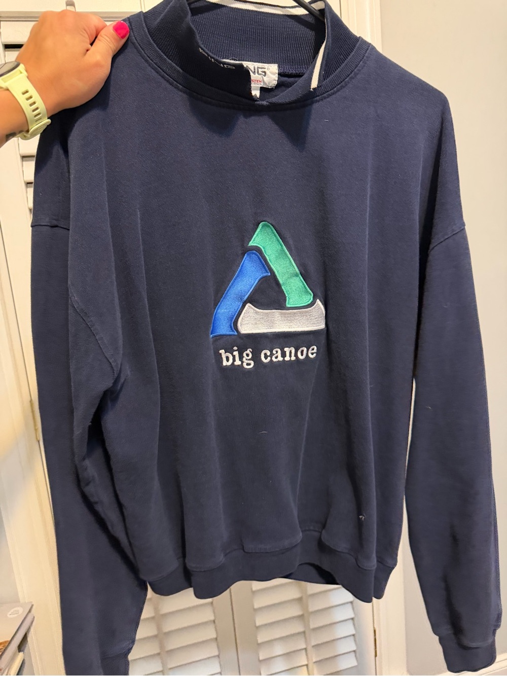 Ping Navy Crewneck Sweatshirt with Multicolor Canoe Logo